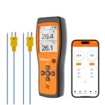 Elitech ICT-220 Bluetooth Dual Thermocouple Thermometer – High Precision K-Type Temperature Data Logger with App, Rapid Response, Suitable for Refrigeration, Automotive Maintenance and Heat Pump Industries