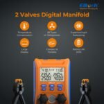 Elitech LMG-10 Refrigeration Heat Pump Digital Manifold Gauge Set, High-Precision Pressure Temperature Vacuum Leakage Tester Dignostic Meter Kit - Image 6